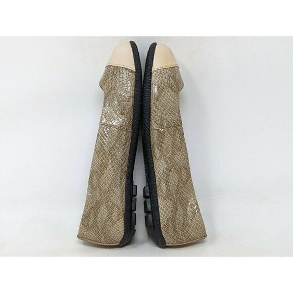 KOKUA BARCELONA PATENT LEATHER SNAKE PRINT TAN BALLET FLATS WOMENS EU 37 US 6.5 - Picture 6 of 8